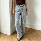 Source Elastic Waist Design Drawstring Casual Women Jeans
