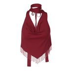 Women's Lace-Up Tassel Halter Top