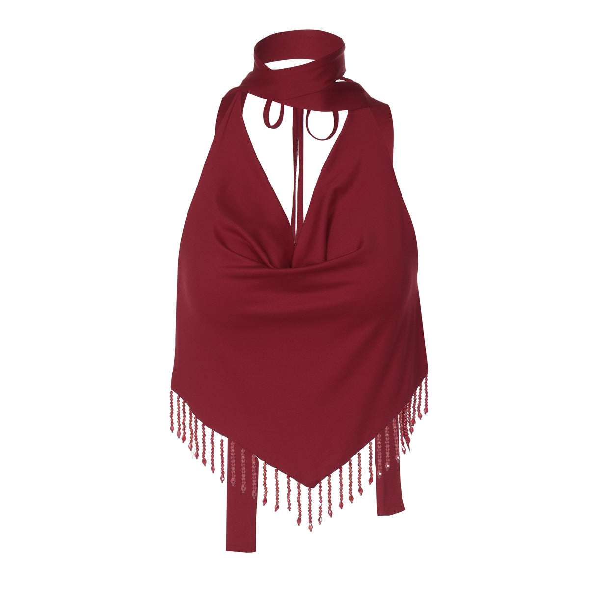 Women's Lace-Up Tassel Halter Top