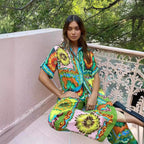 Personalized Printed Short Sleeve Vacation Casual Loose Two Piece Set