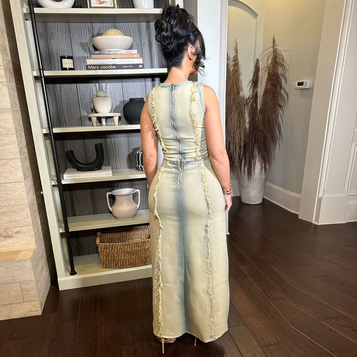 Women's Denim Personalized Hand Worn Vest and Skirt Two-Piece Set