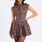 Women's Leopard Print Backless A Line Party Dress