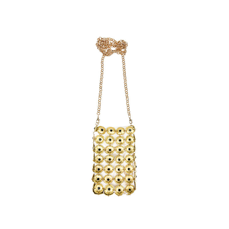 Women's Gold Beaded Crossbody Bag