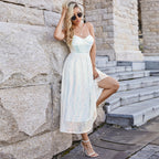 Sequined Strapless A-Line Slim Off-Shoulder Mesh Shiny Crystal Dress