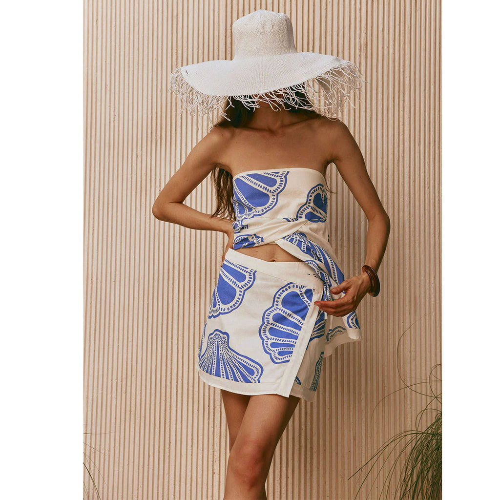 Women's Summer Loose Printed Sleeveless Tube Top Shorts Set