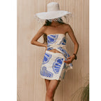 Women's Summer Loose Printed Sleeveless Tube Top Shorts Set