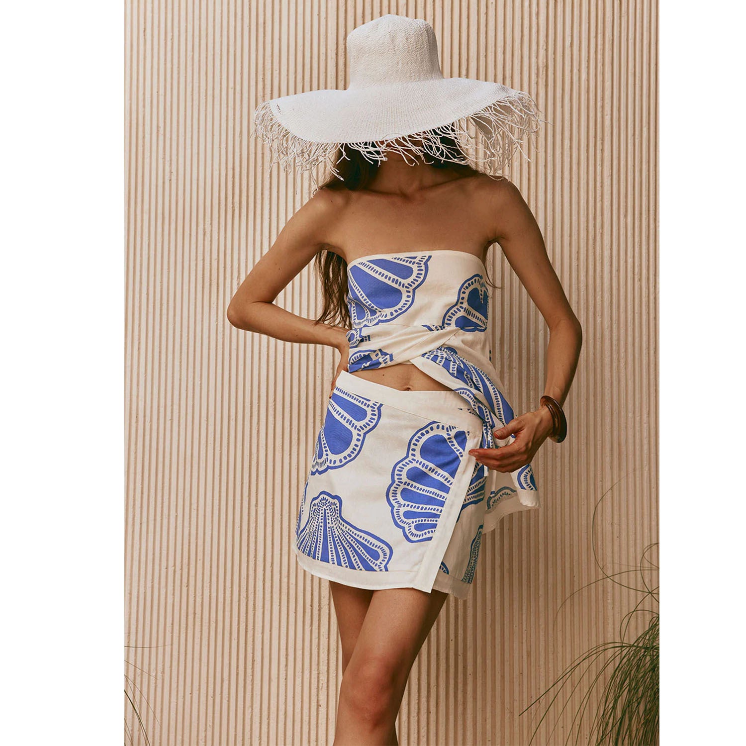 Women's Summer Loose Printed Sleeveless Tube Top Shorts Set