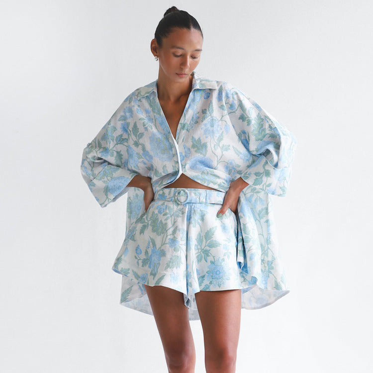 Long Shirt & Belted Shorts Set