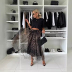 Internet Celebrity Same Leopard Print Elastic Waist Skirt