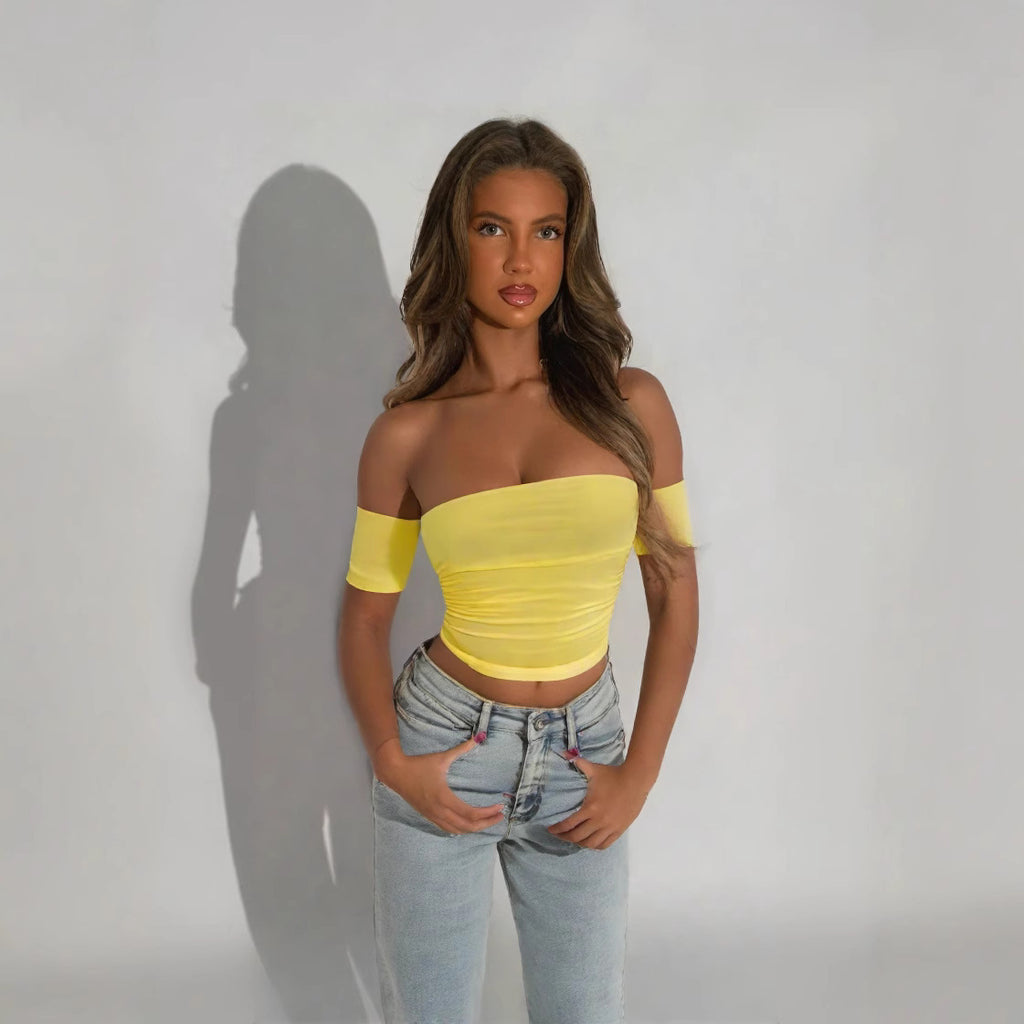 Women's Off-Shoulder Ruched Tube Top