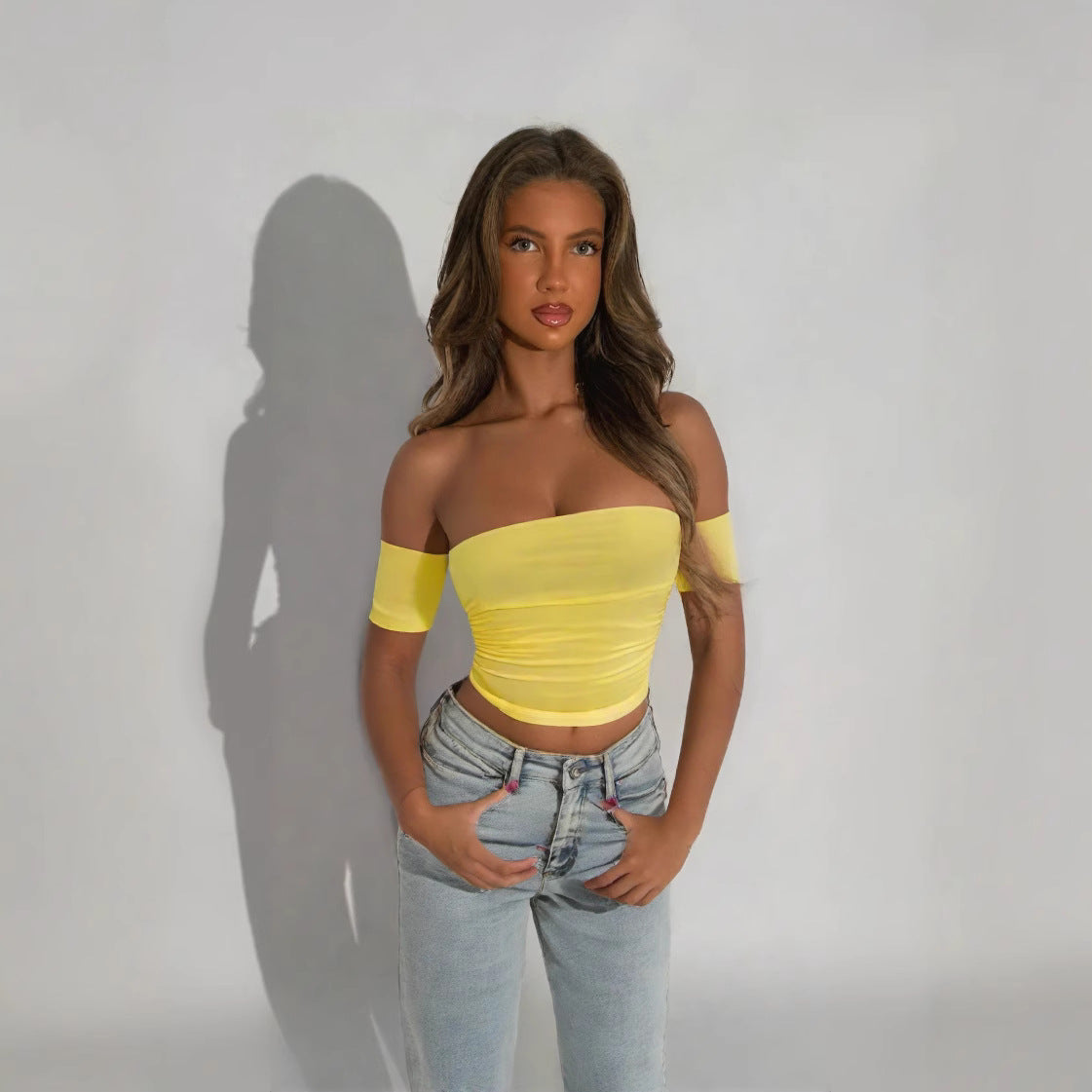 Women's Off-Shoulder Ruched Tube Top
