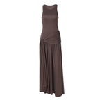 Women's Spring Stitching Ribbon Ruffled Slim Street Midi Dress