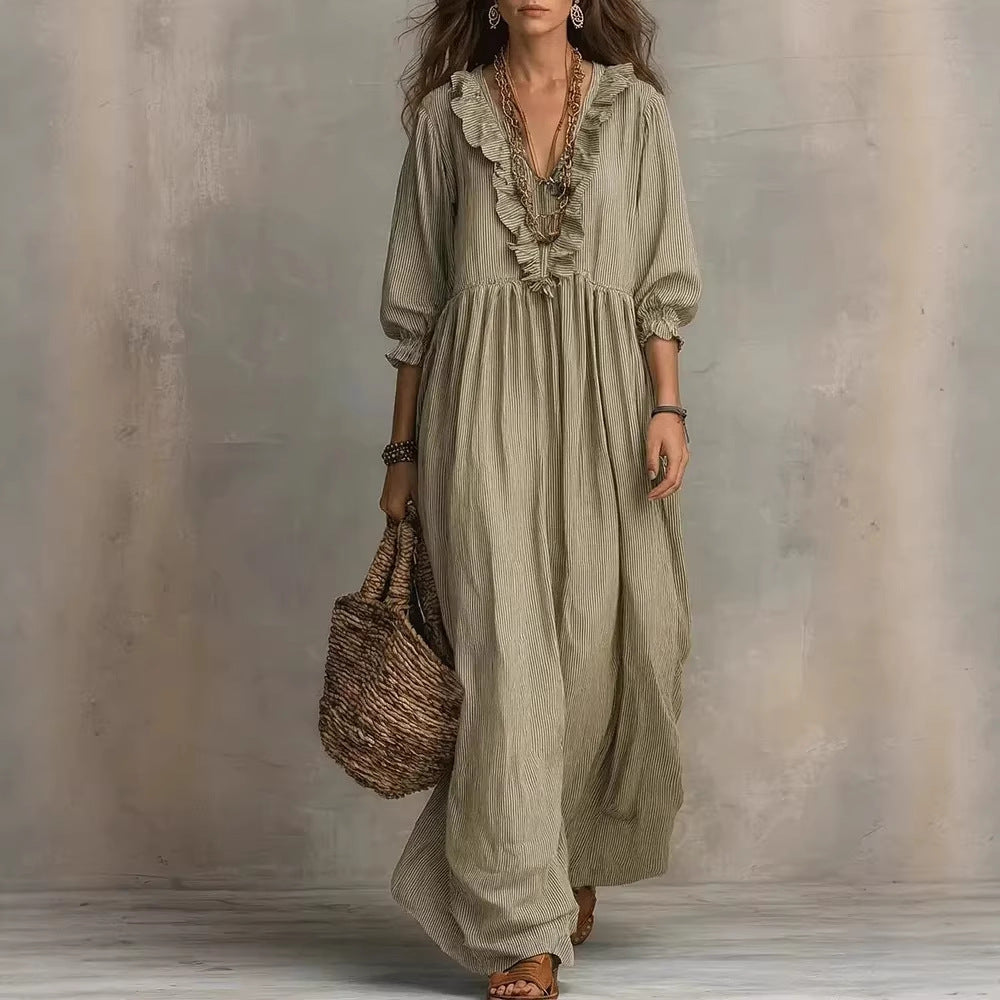 Women's Striped Ruffled Dress