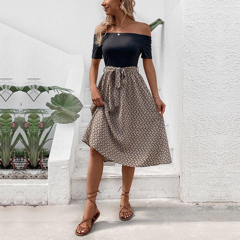 Women's Off-Shoulder Color-Block Dress
