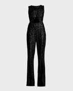 Women's Fall Women's Black Paillette Sleeveless Slim Fit Bodysuit Shapewear