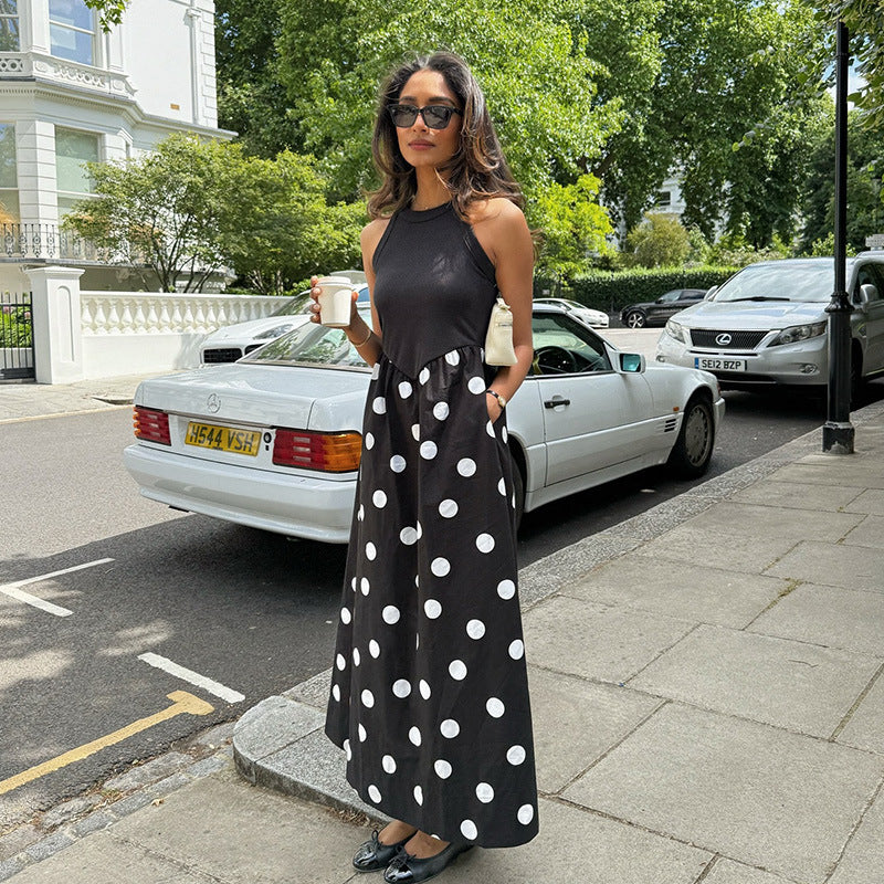 Polka-Dot Print Maxi Dress