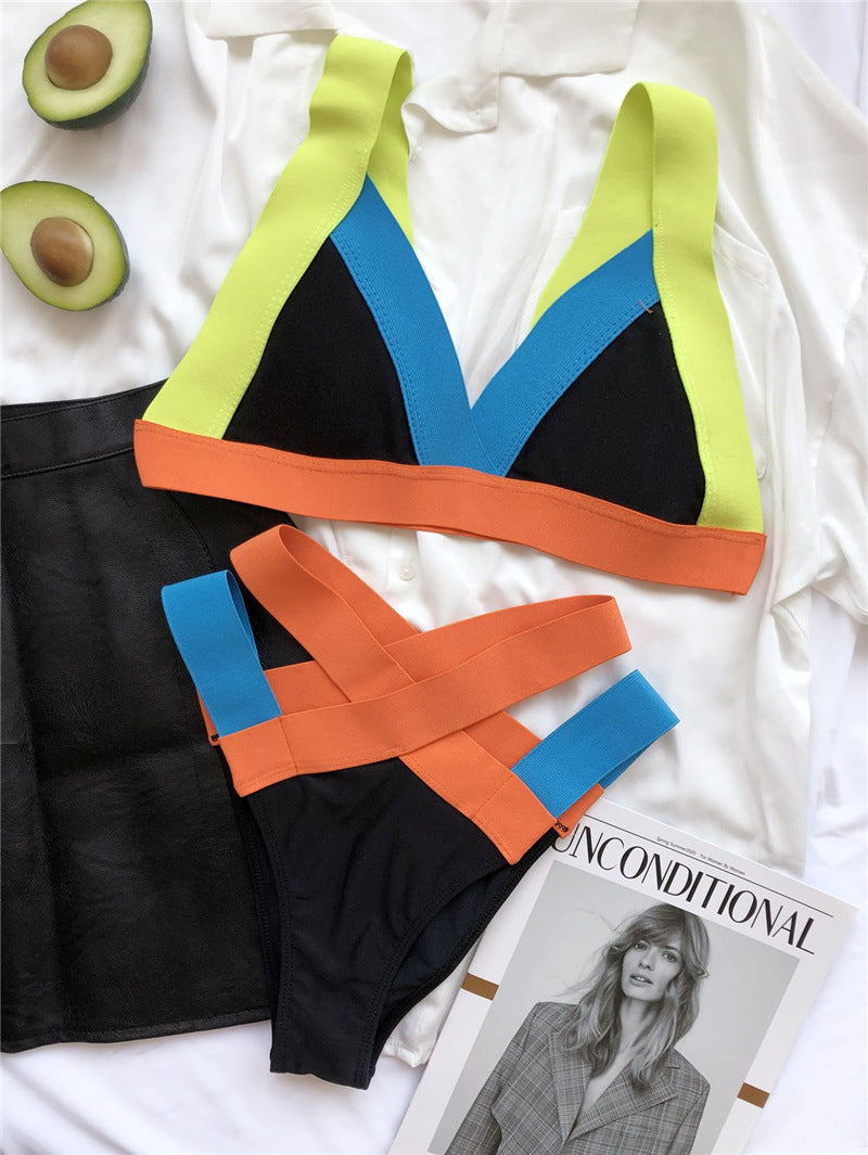 Color Bandage Bikini Swimwear