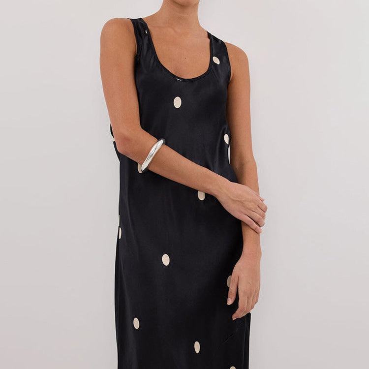 Polka-Dot Sleeveless Maxi Dress