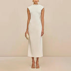 French Backless Waist-Fitted Dress