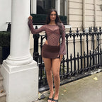 Autumn Winter Beautiful Beach Seaside Vacation Advanced Sexy Polka Dot See through Jumpsuit