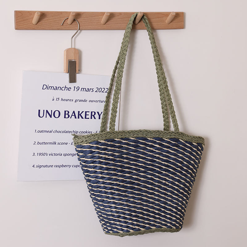Women's Contrast Color One Shoulder Bag Twill Tote Bag