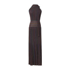 Women's Retro Striped Halter Maxi Dress
