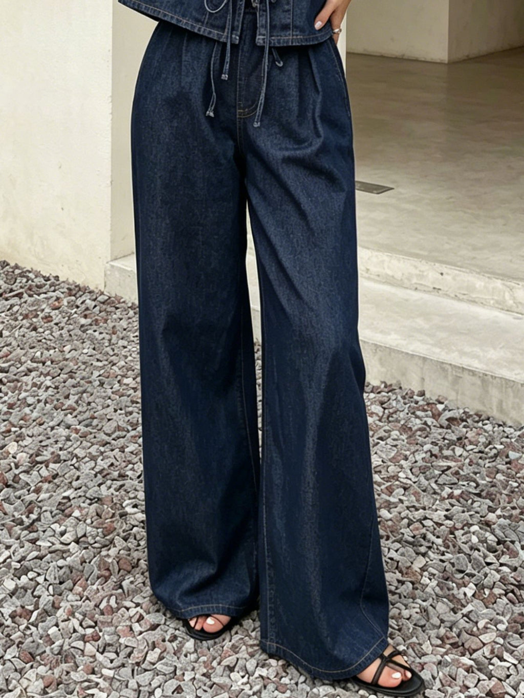 Dark Blue Wide Leg Pants