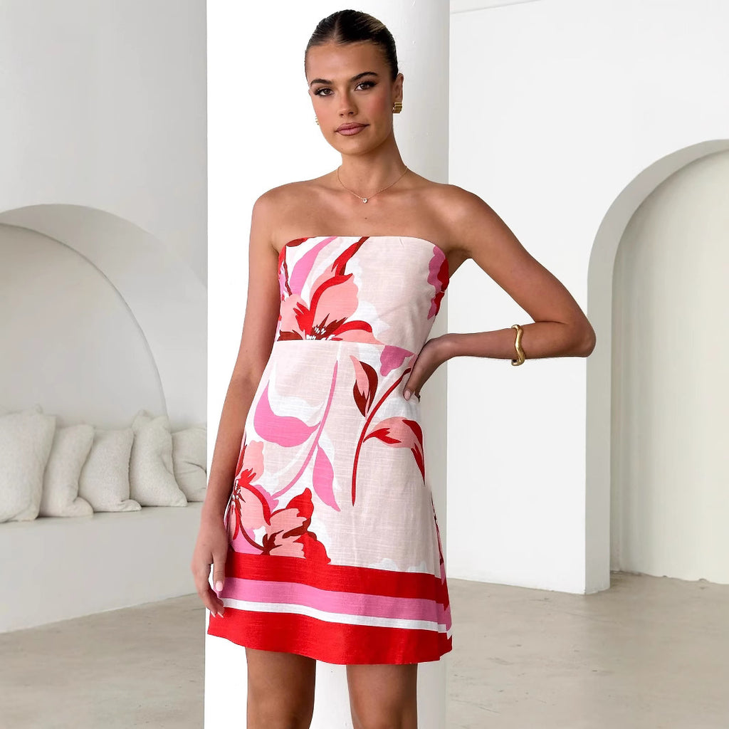 Floral Strapless Mini Dress