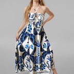 Spring Printing Halter Tube Top Dress