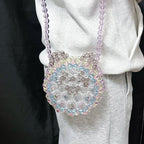 Beaded Bag Hand Woven round Bear Shaped Crossbody Bag Casual Cute Niche Mini Acrylic Bag