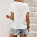 Women's Ethnic Vacation Jacquard Lace V Neck Patchwork Batwing Sleeve Top