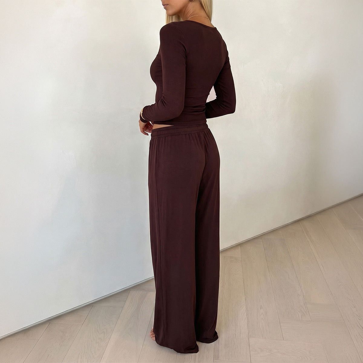 Women Clothing Summer Retro Casual Deep V Plunge neck Slim