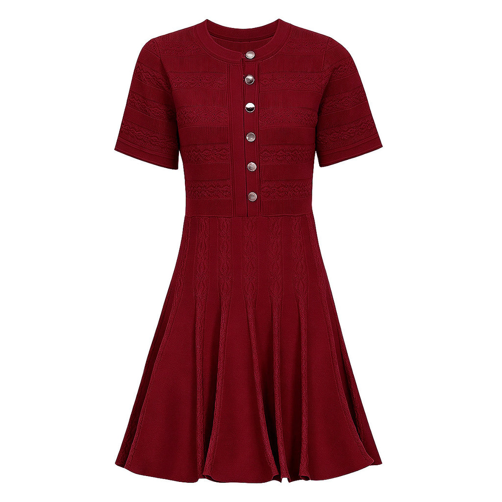 Women's Knitted Short Sleeve Midi Dress