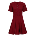 Women's Knitted Short Sleeve Midi Dress
