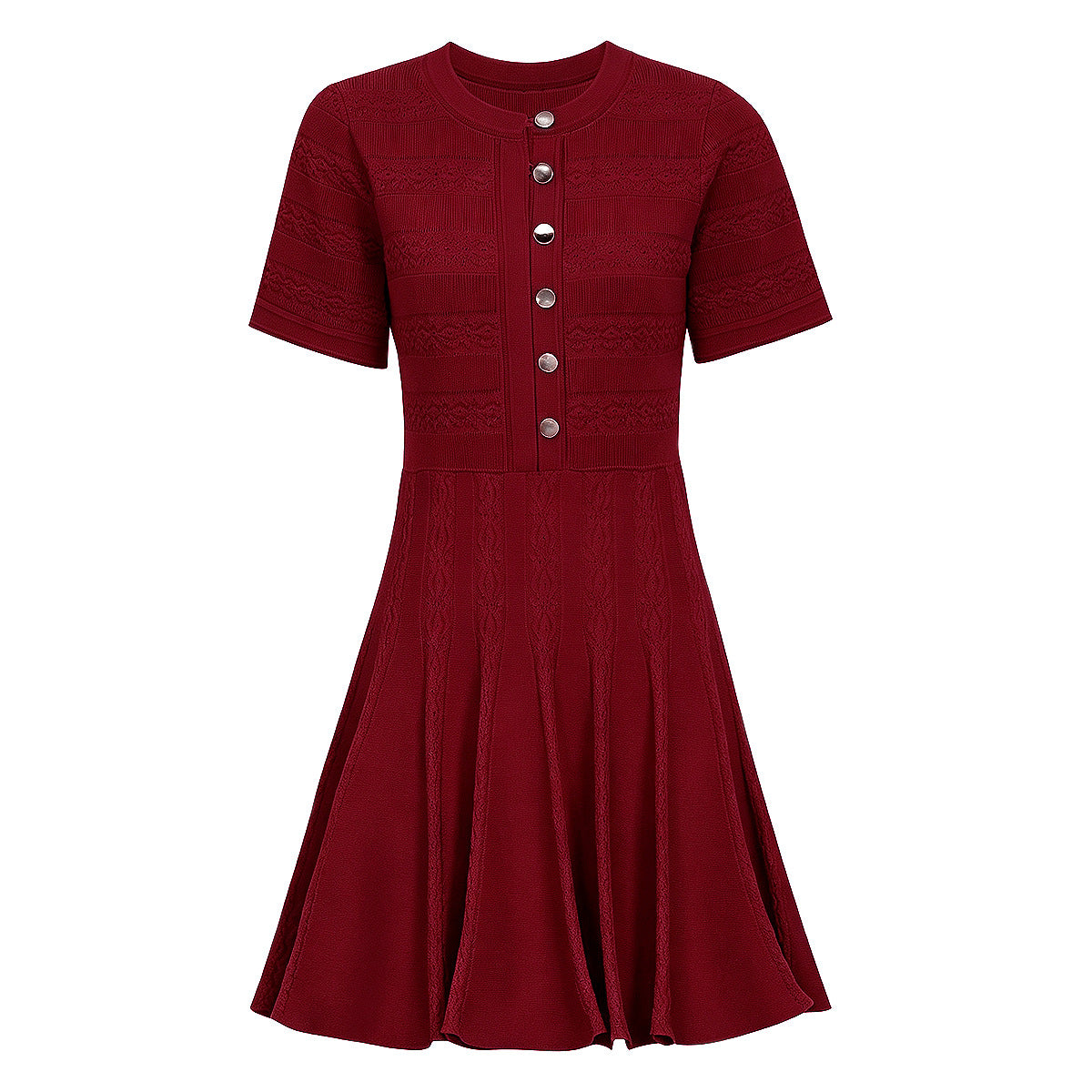 Women's Knitted Short Sleeve Midi Dress