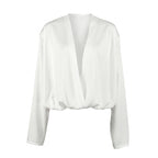 Women's White Relaxed V-Neck Blouse