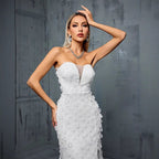 Women's Tube Top Evening Dress V Neck Fishtail Gauzy Gown Cocktail Party Annual Party Little Dress