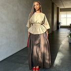 Women's Solid Top & High-Waist Skirt Set