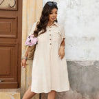 Women's Pleated Short Sleeve Dress