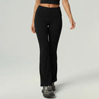 Black high-waist flared athletic leggings