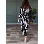Women's Spring Summer High Sense Geometric Abstract Pattern Printing Elegant Graceful Women Dress