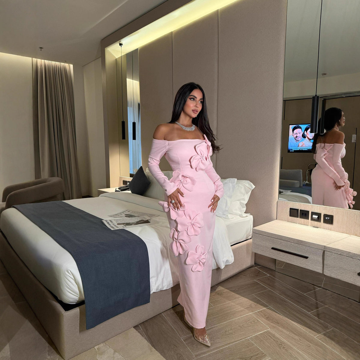 Women's Floral Off-Shoulder Evening Dress
