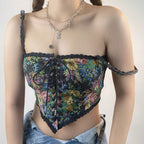 Women's Floral Lace-Up Embroidered Tube Top