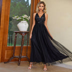 Women's Sequined Backless Cross-Strap Dress