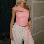 Women's Asymmetric Diagonal Collar Top