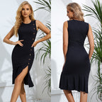 Knitted Crew-Neck Sleeveless Dress