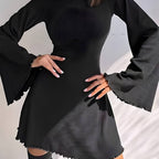 Women's Big Bell Sleeve Dress Backless Women