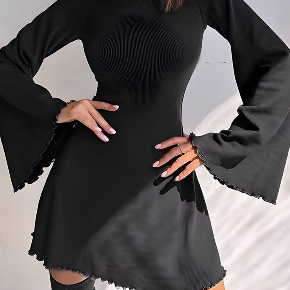 Women's Big Bell Sleeve Dress Backless Women