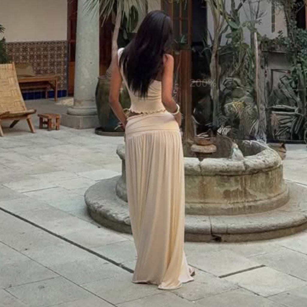 Women's Summer Sleeveless Off Shoulder Coordinated Two-Piece Set
