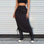 Personalized Pocket Elastic Waistband Drawstring Skirt